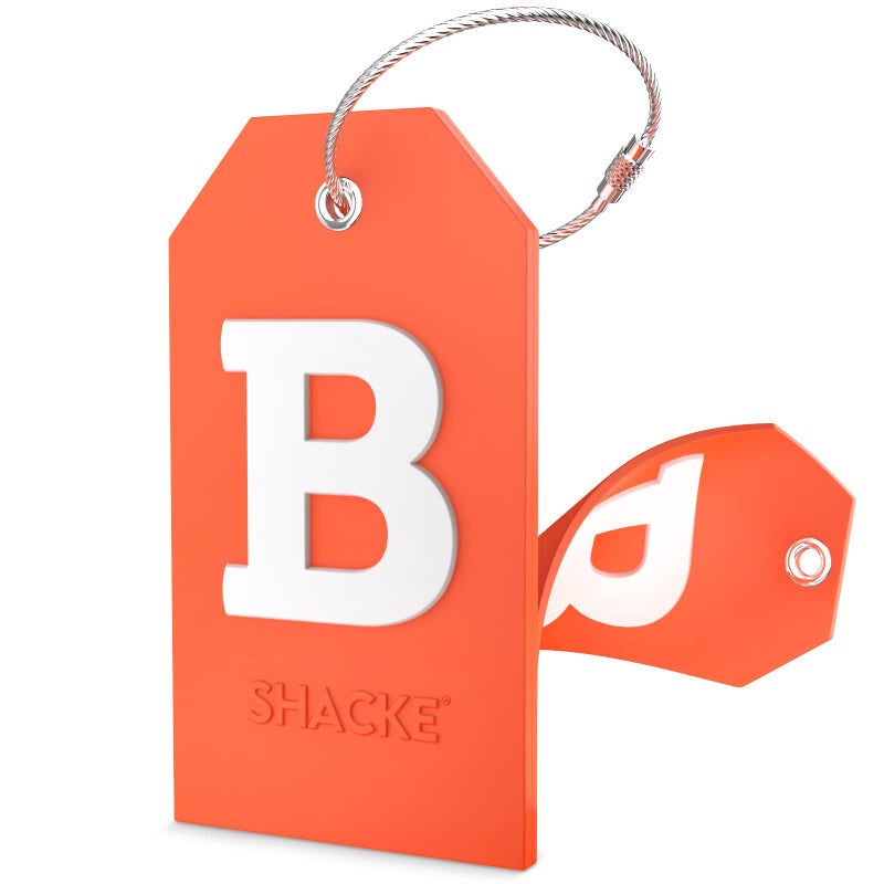 Shacke Initial Luggage Tag with Full Privacy Cover and Stainless Steel Loop â€“ (Letter B) - Image 1
